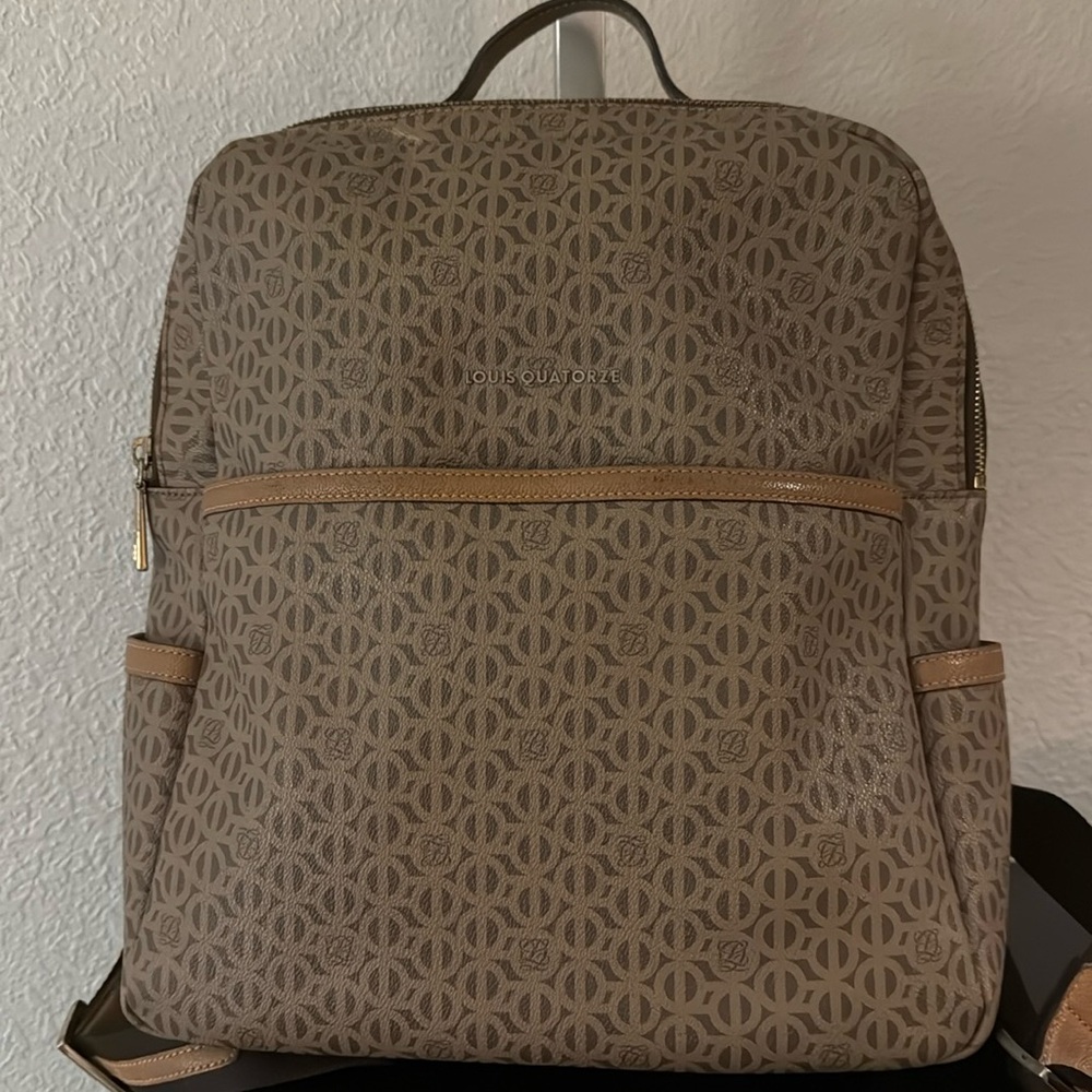 Louis Quatorze Coated Canvas and Leather Backpack